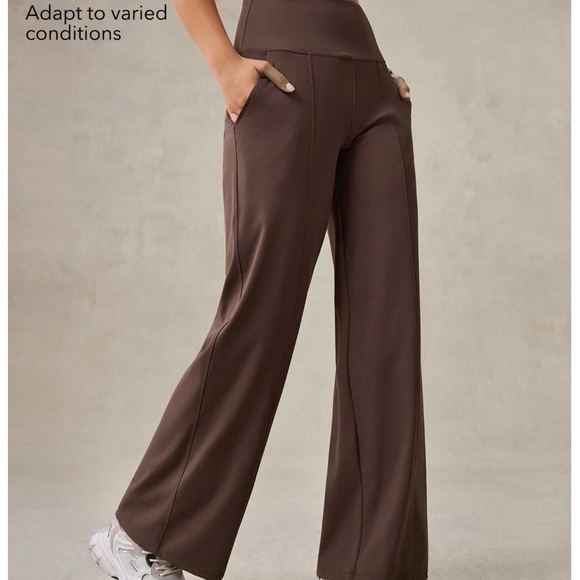 Shein Brown 4-Way Stretch Wide Straight-Leg Leggings, XS - Picture 4 of 7